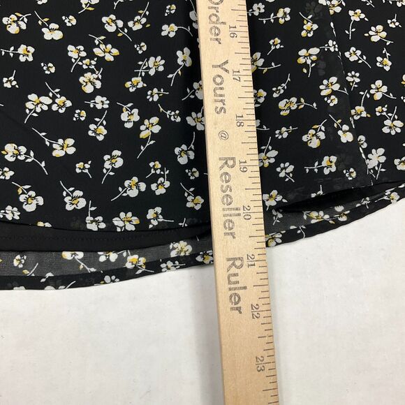 Pleione Blouse Floral Print Off The Shoulder Smocked Short Sleeve Shirt LARGE - Picture 10 of 11